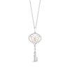 Thumbnail Image 1 of Hallmark Diamonds Butterfly Key Necklace 1/10 ct tw Sterling Silver & 10K Rose Gold 18&quot;