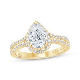 Monique Lhuillier Bliss Pear-Shaped Lab-Grown Diamond Engagement Ring 1-1/3 ct tw 18K Yellow Gold