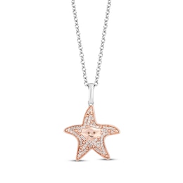 Disney Treasures Finding Nemo Diamond &quot;Peach&quot; Necklace 1/8 ct tw Sterling Silver & 10K Rose Gold 19&quot;