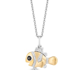 Disney Treasures Finding Nemo Diamond &quot;Nemo&quot; Necklace 1/15 ct tw Sterling Silver & 10K Yellow Gold 19&quot;