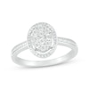 Thumbnail Image 1 of Multi-Diamond Center Oval-Shaped Halo Ring 1/15 ct tw Sterling Silver