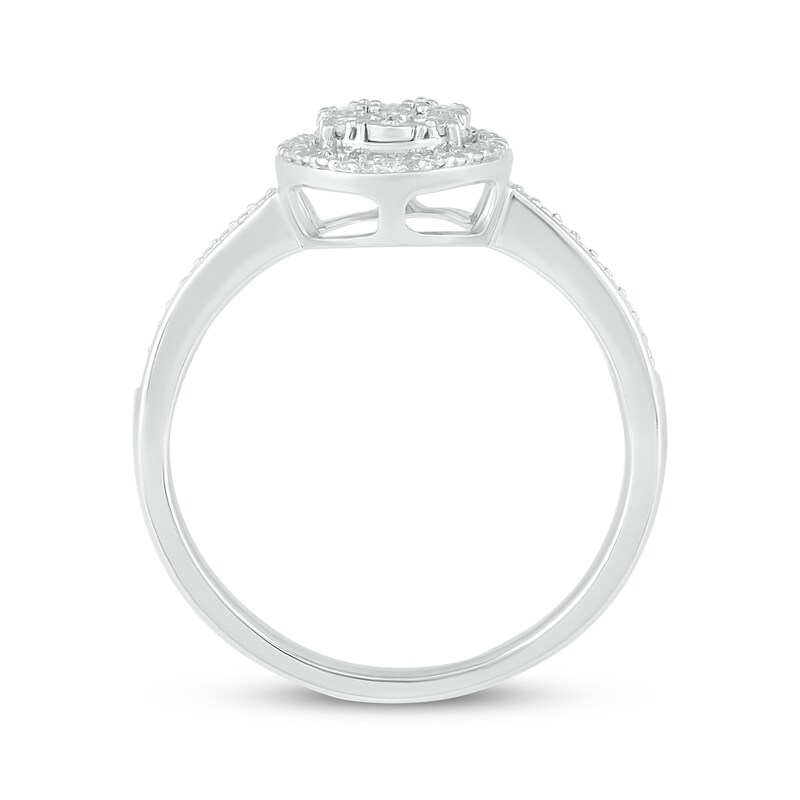 Main Image 3 of Multi-Diamond Center Oval-Shaped Halo Ring 1/15 ct tw Sterling Silver