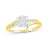 Thumbnail Image 1 of Baguette & Round-Cut Diamond Halo Bypass Promise Ring 1/5 ct tw 10K Yellow Gold