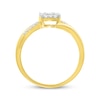 Thumbnail Image 2 of Baguette & Round-Cut Diamond Halo Bypass Promise Ring 1/5 ct tw 10K Yellow Gold