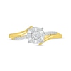 Thumbnail Image 3 of Baguette & Round-Cut Diamond Halo Bypass Promise Ring 1/5 ct tw 10K Yellow Gold