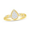 Thumbnail Image 1 of Multi-Diamond Center Pear-Shaped Filigree Promise Ring 1/6 ct tw 10K Yellow Gold