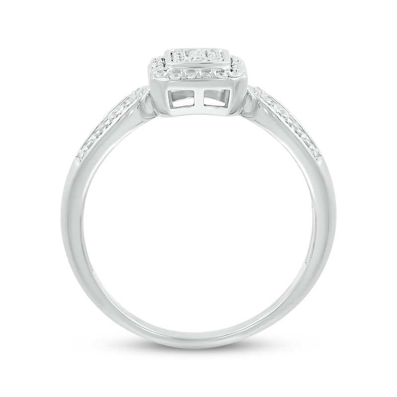 Main Image 2 of Multi-Diamond Elongated Cushion-Shaped Ring 1/4 ct tw Sterling Silver