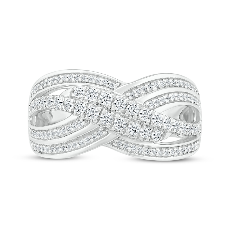 Main Image 2 of Diamond Multi-Row Crossover Ring 1/2 ct tw Sterling Silver