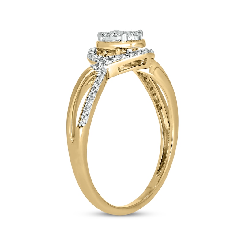 Main Image 2 of Multi-Diamond Center Oval-Shaped Promise Ring 1/4 ct tw 10K Yellow Gold