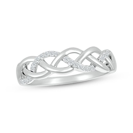 Diamond Open Braid Ring 1/10 ct tw Sterling Silver