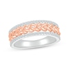 Thumbnail Image 1 of Diamond Braided Center Ring 1/4 ct tw Sterling Silver & 10K Rose Gold