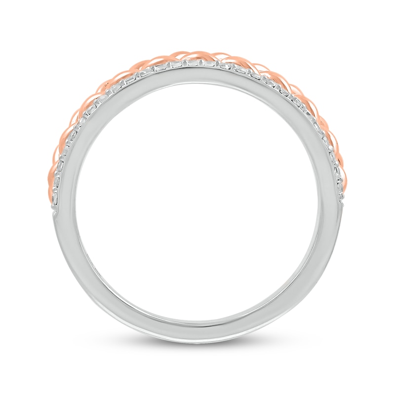 Main Image 3 of Diamond Braided Center Ring 1/4 ct tw Sterling Silver & 10K Rose Gold