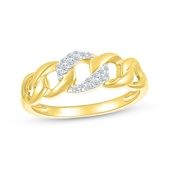 Diamond Chain Links Ring 1/10 ct tw 10K Yellow Gold
