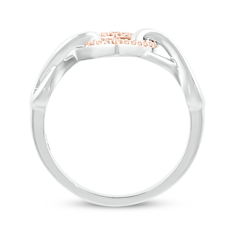 Main Image 3 of Diamond Heart & Infinity Ring 1/10 ct tw Sterling Silver & 10K Rose Gold