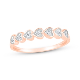 Diamond Stacked Hearts Ring 1/10 ct tw 10K Rose Gold