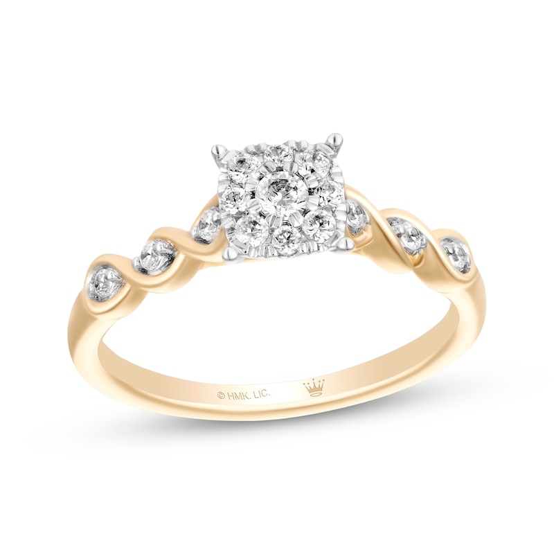 Main Image 1 of Hallmark Diamonds Multi-Stone Swirl Shank Promise Ring 1/4 ct tw 10K Two-Tone Gold