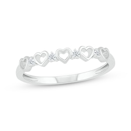 Diamond Open Hearts Ring 1/20 ct tw Sterling Silver