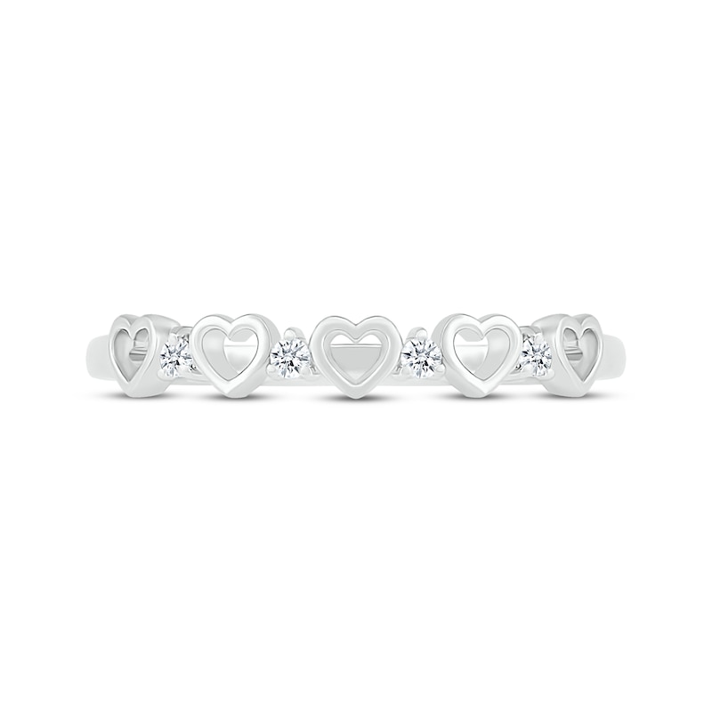 Main Image 3 of Diamond Open Hearts Ring 1/20 ct tw Sterling Silver