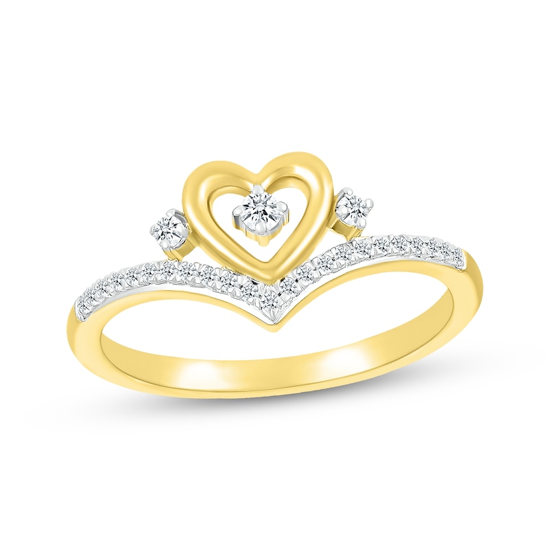 Diamond Heart & Chevron Ring 1/8 ct tw 10K Yellow Gold | Kay