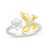 Thumbnail Image 1 of Diamond Butterfly & Flower Open Ring  1/20 ct tw Sterling Silver & 10K Yellow Gold