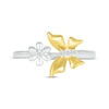 Thumbnail Image 4 of Diamond Butterfly & Flower Open Ring  1/20 ct tw Sterling Silver & 10K Yellow Gold