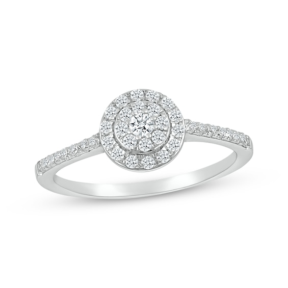 Lab-Created Diamonds by KAY Double Halo Fashion Ring 1/3 ct tw 10K White Gold