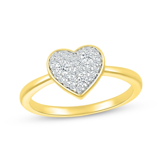 Multi-Diamond Cobblestone Heart Ring 1/4 ct tw 10K Yellow Gold