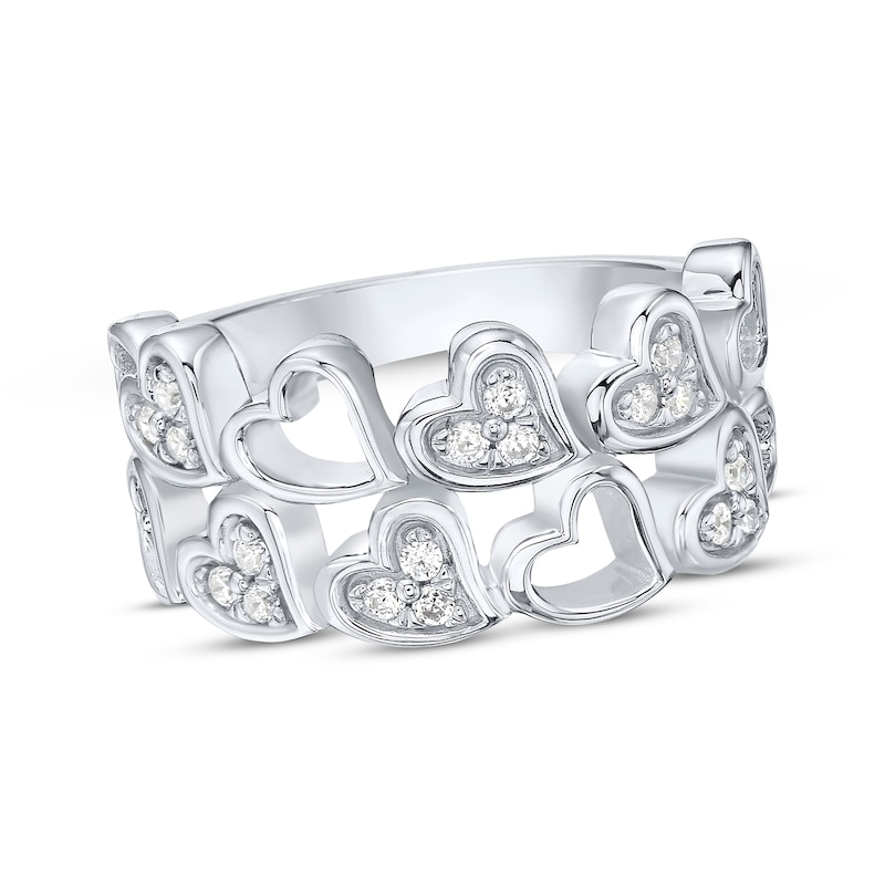 Diamond Two Row Curved Ring