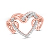 Thumbnail Image 1 of Diamond Linked Hearts Ring 1/4 ct tw 10K Rose Gold