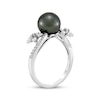 Thumbnail Image 1 of Tahitian Cultured Pearl & Diamond Flower Bypass Ring 1/15 ct tw 10K White Gold