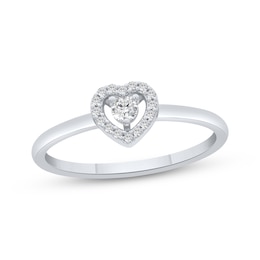 Diamond Heart Halo Ring 1/8 ct tw Sterling Silver