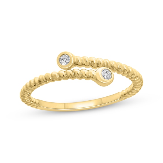 Diamond Rope Twist Bypass Deconstructed Ring 1/15 ct tw 10K Yellow Gold