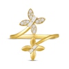 Thumbnail Image 4 of Baguette & Round-Cut Diamond Double Butterfly Bypass Ring 1/5 ct tw 10K Yellow Gold