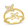 Thumbnail Image 0 of Baguette & Round-Cut Diamond Double Butterfly Split Ring 1/5 ct tw 10K Yellow Gold
