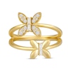 Thumbnail Image 3 of Baguette & Round-Cut Diamond Double Butterfly Split Ring 1/5 ct tw 10K Yellow Gold