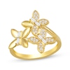 Thumbnail Image 1 of Baguette & Round-Cut Diamond Butterfly Trio Ring 1/5 ct tw 10K Yellow Gold