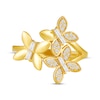 Thumbnail Image 4 of Baguette & Round-Cut Diamond Butterfly Trio Ring 1/5 ct tw 10K Yellow Gold