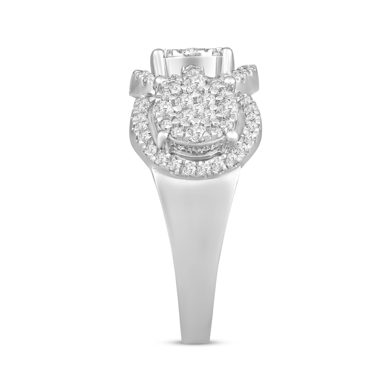 Main Image 2 of Multi-Diamond Center Triple Halo Ring 3/4 ct tw 10K White Gold