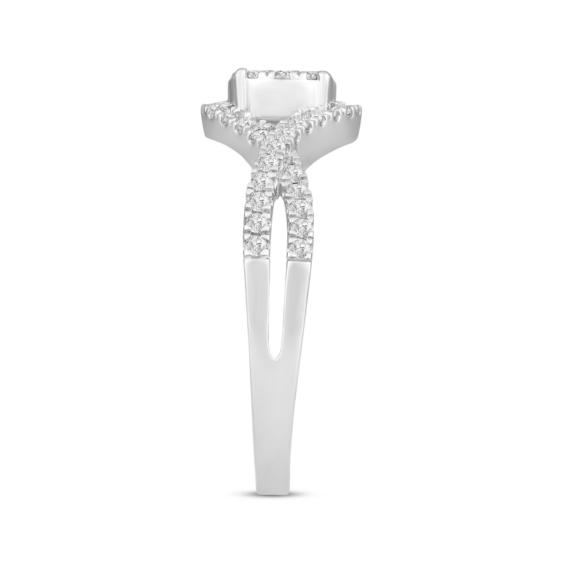 Main Image 2 of Multi-Diamond Center Twist Shank Ring 3/8 ct tw 10K White Gold