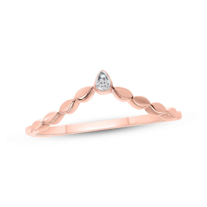 Main Image 1 of Diamond Accent Chevron Stackable Ring 10K Rose Gold