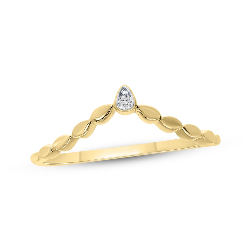 Main Image 1 of Diamond Accent Chevron Stackable Ring 10K Yellow Gold