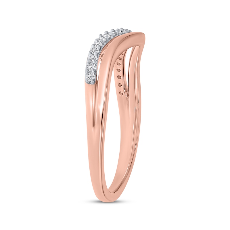 Main Image 2 of Diamond Double-Row Curved Stackable Ring 1/10 ct tw 10K Rose Gold