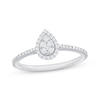 Thumbnail Image 1 of Multi-Diamond Center Pear-Shaped Halo Promise Ring 1/5 ct tw Sterling Silver