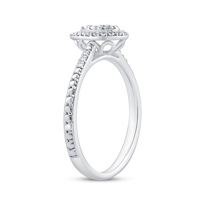 Main Image 2 of Multi-Diamond Center Pear-Shaped Halo Promise Ring 1/5 ct tw Sterling Silver