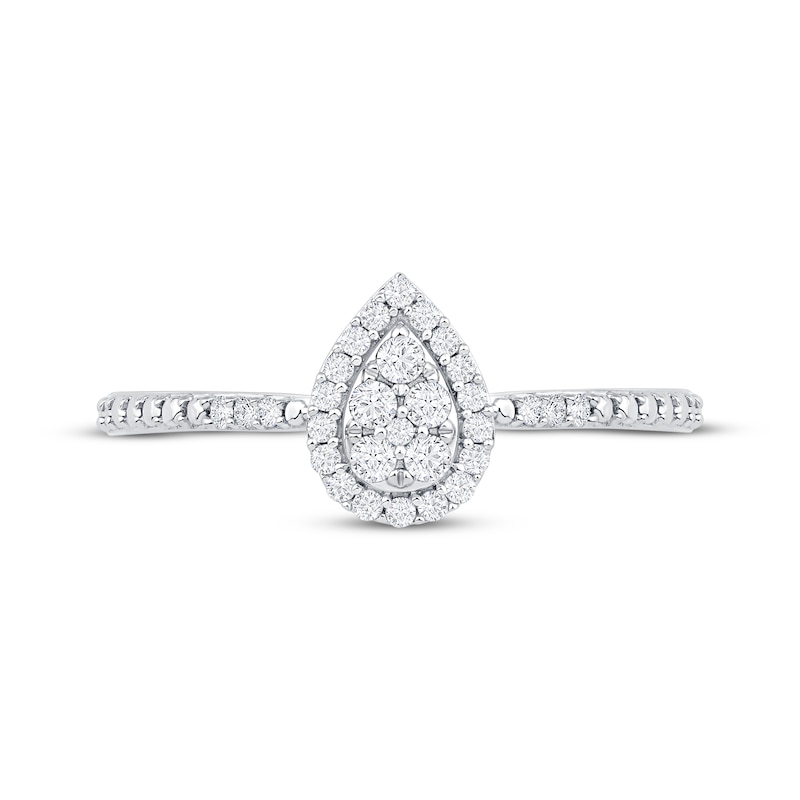 Main Image 3 of Multi-Diamond Center Pear-Shaped Halo Promise Ring 1/5 ct tw Sterling Silver