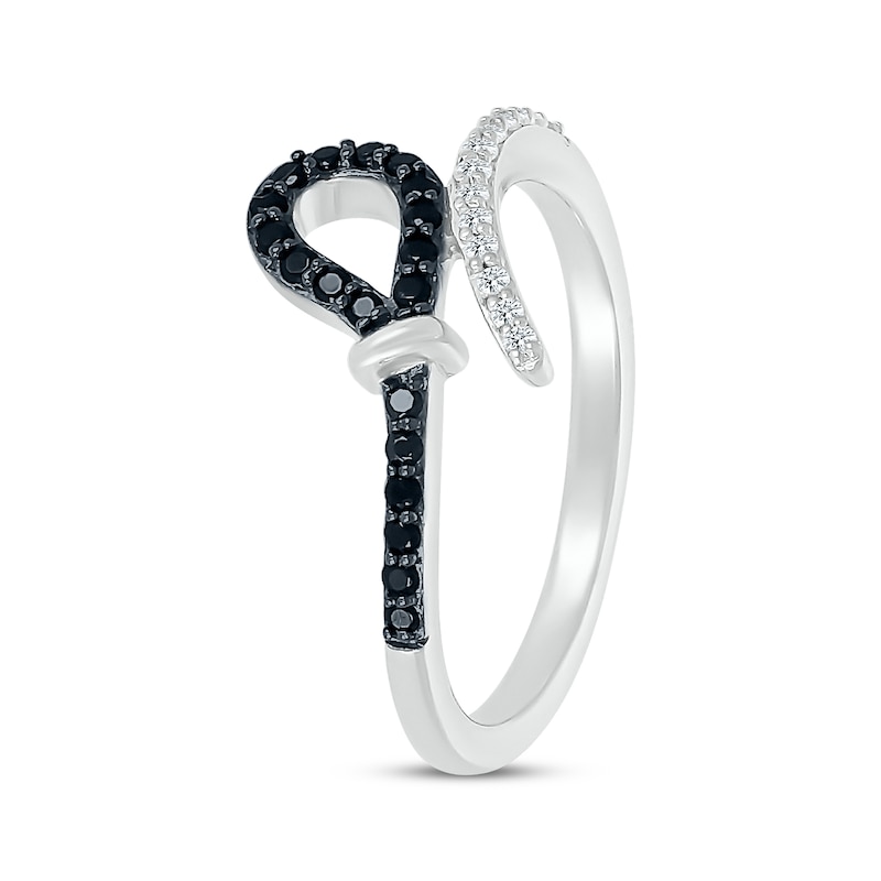 Main Image 2 of Black & White Diamond Loop Bypass Ring 1/5 ct tw Sterling Silver