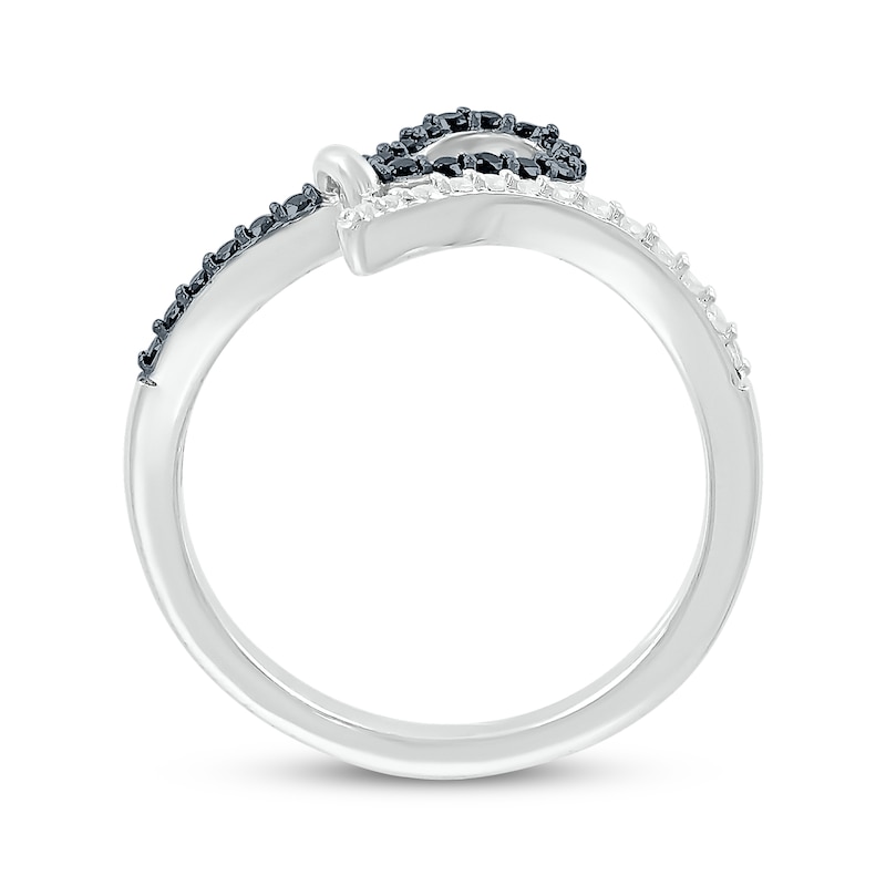 Main Image 3 of Black & White Diamond Loop Bypass Ring 1/5 ct tw Sterling Silver