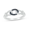 Thumbnail Image 1 of Black & White Diamond Chain Loop Ring 1/10 ct tw Sterling Silver