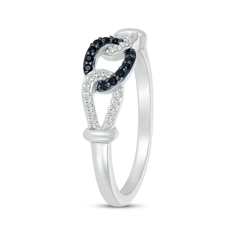 Main Image 2 of Black & White Diamond Chain Loop Ring 1/10 ct tw Sterling Silver