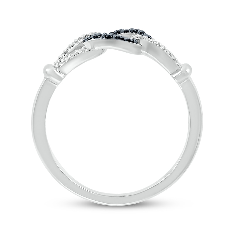 Main Image 3 of Black & White Diamond Chain Loop Ring 1/10 ct tw Sterling Silver